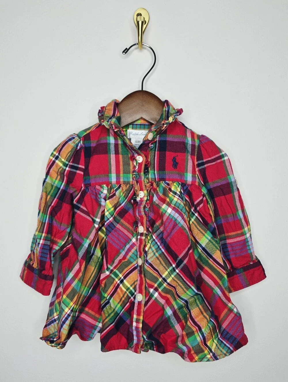 Ralph Lauren Flannel Plaid Dress Size 6 Months